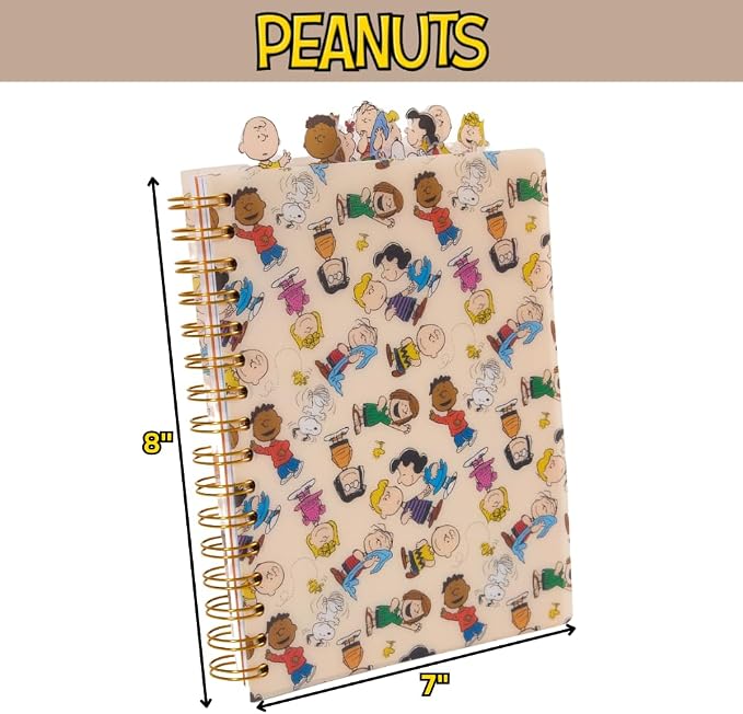 Peanuts Gang Journal Notebook, Spiral Bound, 144 Lined Pages, 8 x 7 inches – Peanuts Snoopy Charlie Brown | Snoopy School Supplies & Stationery Office Decor 144 Lined Pages, Vinyl Cover, 8 x 7 Notebook for Journaling, Planning, Write