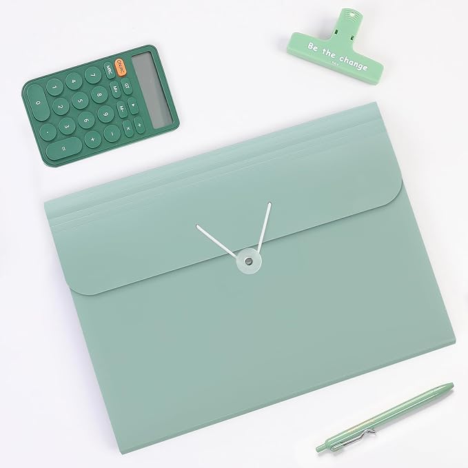 SKYDUE Accordion File Organizer, Expanding File Folder with 7 Pockets, Portable Receipt Paper Bill Document Organizer, Letter/A4 Size Filing Folder School Office Supplies, TurquoiseGreen