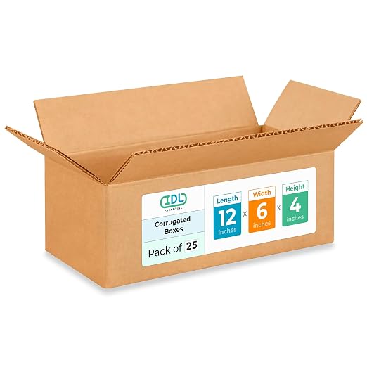 Medium Moving & Shipping Boxes 12"L x 6"W x 4"H (25-Pack) - Extra Strength 200 lb vs Regular - Corrugated Medium Moving Boxes - Shipping Box for USPS, UPS, FedEx - Cardboard Box by IDL Packaging | Extra Strength 200 lb vs Regular - Corrugated Moving Bo...