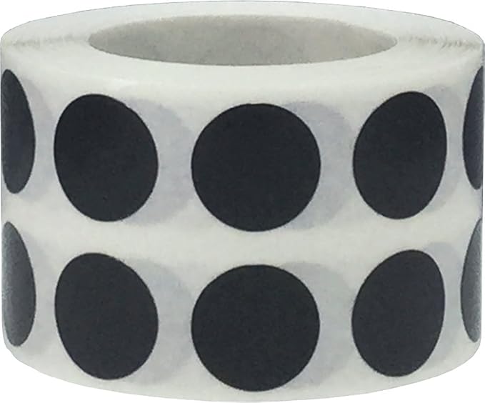 Black 1/2" Inch Round Adhesive Labels 1,000 Color Coding Dot Stickers for Efficient Inventory Management, Crafting Projects, and Organizational Tasks in Offices, Schools, and Homes