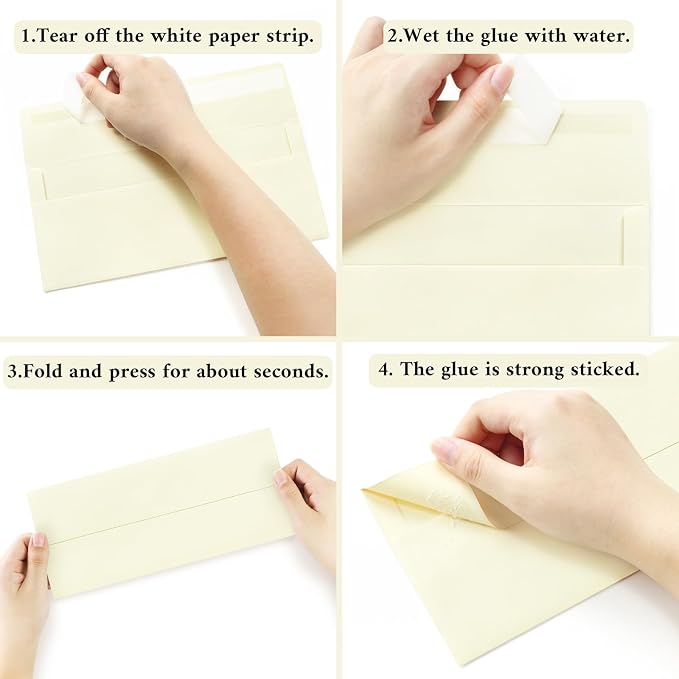 200 Pack #10 Business Envelopes, Ivory Standard Envelopes Self Seal, Letter Size Business Mailing Envelopes for Checks Letters Invoices Statements Birthday Graduation Wedding, 4 1/8 x 9 1/2 Inch