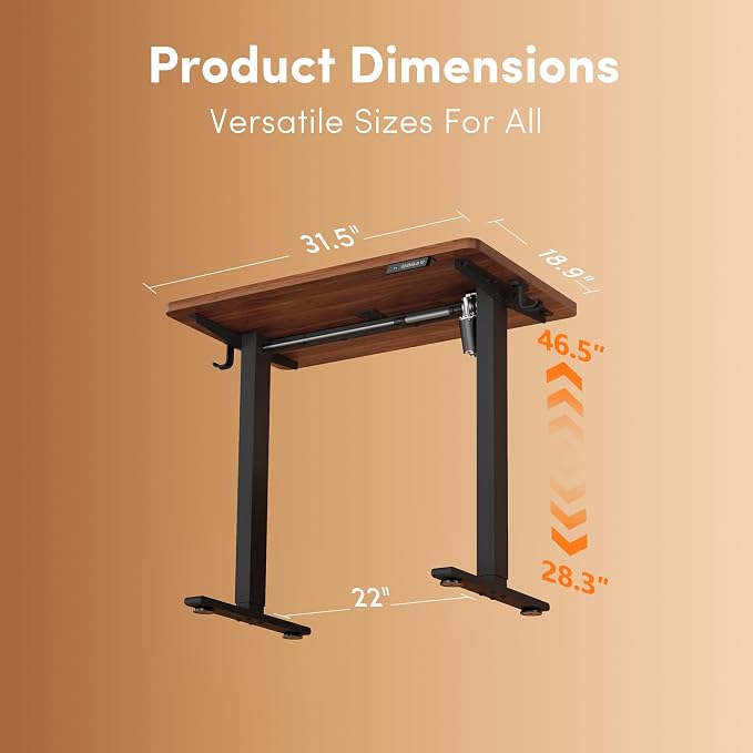 FEZIBO Standing Desk 32 × 19 Inch Electric Height Adjustable, Black Walnut | Sit and Stand Up Adjustable Desk, Home Office Computer Desk with 3 Customizable Memory Presets