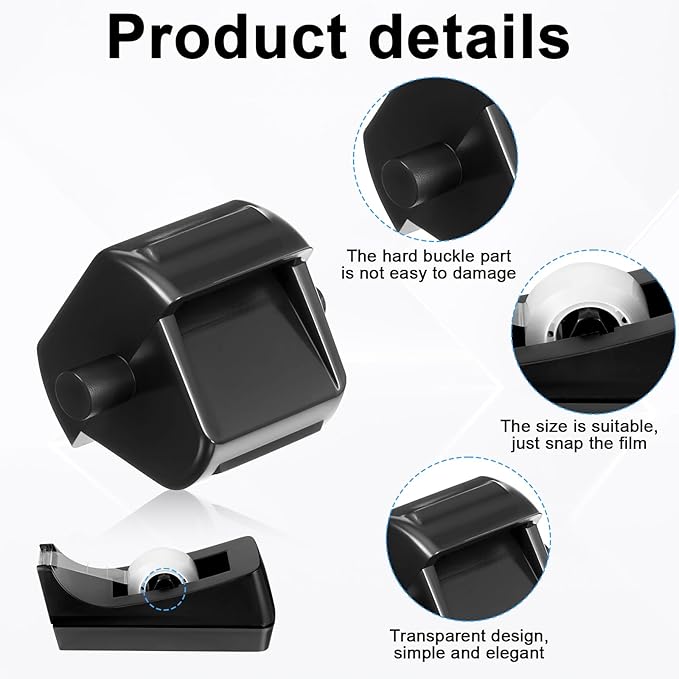 Tape Dispenser Replacement Core 12 Pcs Small Plastic Allocator Roll for 1Inch Transparent Tape School Office Home Supplies (Black)
