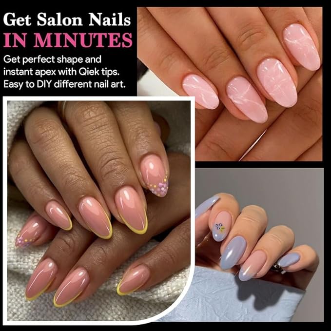 Medium Round False Nail Tips, 15 Sizes 510 PCS Clear Soft Press On Fake Nail Pre-shaped Half Matte Full Cover Gel Nail Tips Extensions Strong Thick Long Lasting for DIY Beginners & Salon Manicure