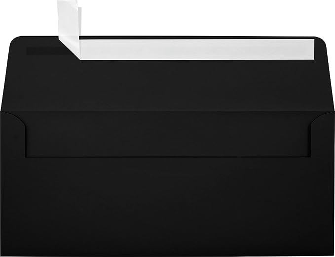 LUXPaper #10 Business Envelopes | Peel & Press | 4 1/8" x 9 1/2" | Midnight Black | 80lb. Text | 1,000 Qty