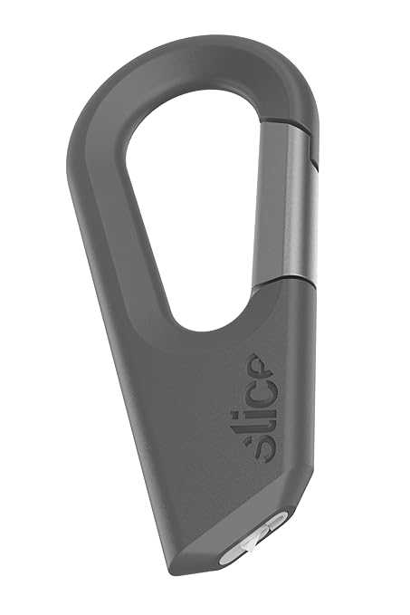 Slice Carabiner Cutter | Keychain Knife and Box Cutter with Ceramic Micro Blade | Lasts 11x Longer than Metal | Millennial Grey