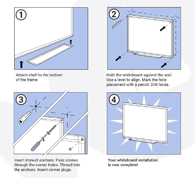 Project Planning Whiteboard (60in x 40in) | Wall Mountable Aluminum Frame & Marker Tray - Easy Dry Erase and Magnetic - Stay Ahead of Schedule & Keep Your Team Informed