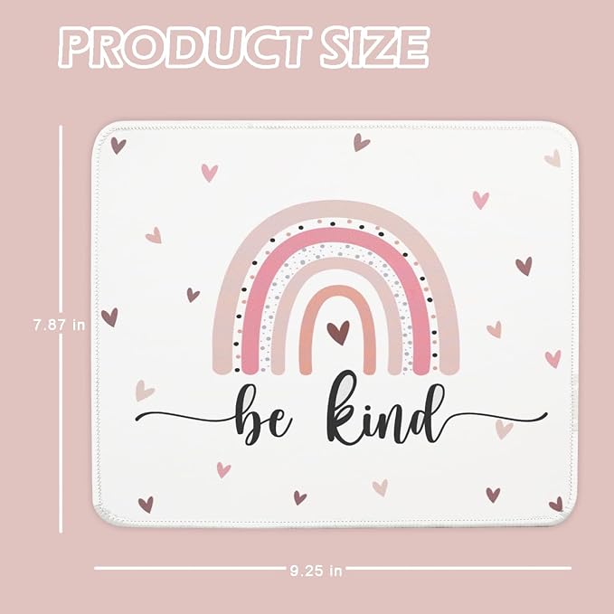 Mouse Pad for Desk with Stitched Edge, Premium Cute Washable Mouse Pads. Computer Mousepad with Non-Slip Rubber Base, Mousepads for Laptop, 9.25x7.75x0.12 inch (Boho Kind)