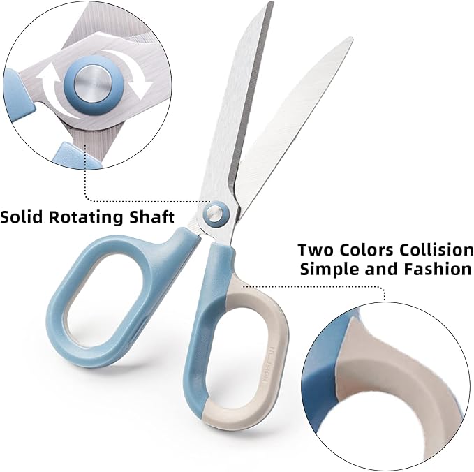 Multipurpose Scissors, Comfort-Grip Handles Sharp Scissors for Office Home School Craft Sewing Fabric Supplies (6", Blue)