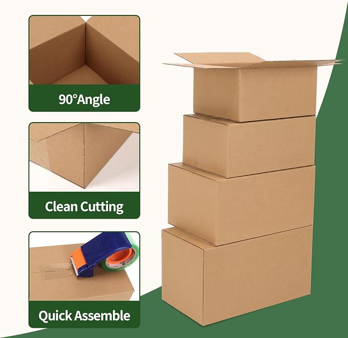 CRUGLA Assorted Sizes Shipping Boxes 20 Pack (11x6x6, 10x7x5, 9x6x4, 8x6x4), Corrugated Cardboard Mailers, Each 5 PCS Small Boxes for Small Business Packaging, Shipping & Storage