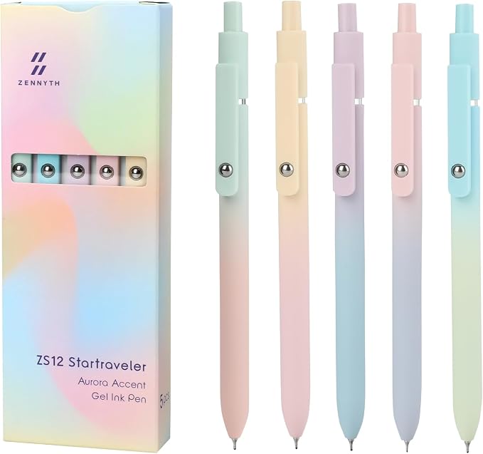 Ddaowanx Gel Pens,5 Pcs 0.5mm Retractable Quick Dry Black Ink Pens | Fine Point Smooth Writing Pens for Nurses,Teachers,Cute Stationery Office&School Supplies,Gifts for Women Stocking Stuffers