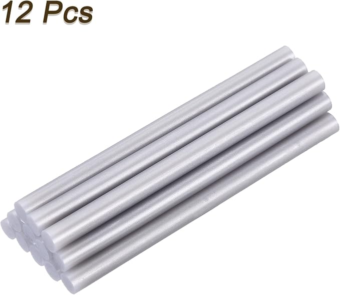 uxcell 12pcs Mini Hot Glue Sticks for Glue Gun 0.27 x 4 Inch Small Glue Sticks, 7 x 100mm Metallic Silver