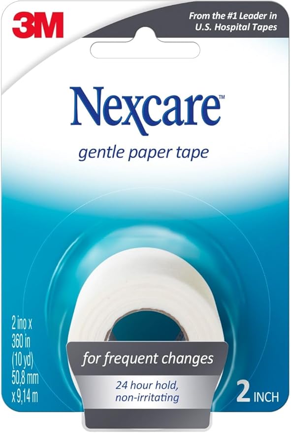 Nexcare Gentle Paper Tape, Hypoallergenic Medical Surgical Tape for Sensitive Skin, Breathable First Aid Tape Secures Dressings Gently, Latex Free, 2 Inch x 10 Yard Roll, 2-Pack