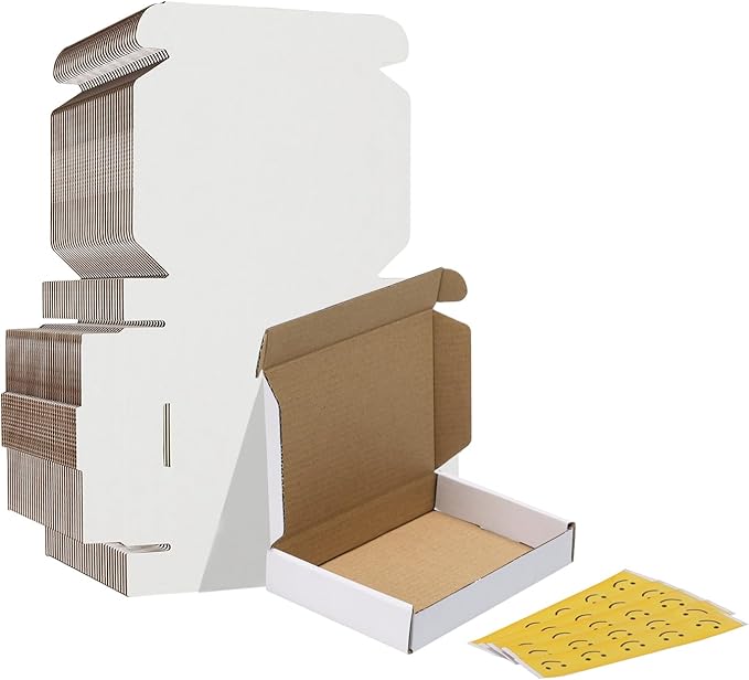 HORLIMER 6x4x1 Shipping Boxes Set of 30, White Corrugated Cardboard Mailer Box for Packing Small Business