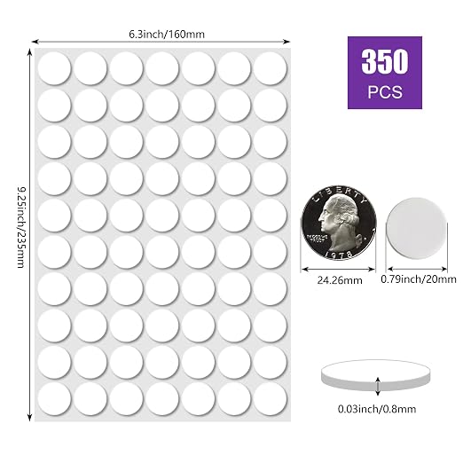 350 Pcs (0.79'') Sticky Tack, Double Sided Sticky Dot, Clear Poster Stickers Round Putty, No Trace Poster Adhesive Putty Removable Waterproof Stickers for Festival Decoration Sticky Dot (20mm)