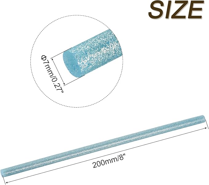 uxcell 30pcs Full Size Hot Glue Gun Sticks 8-inch x 0.27-inch High Sticky Small Hot Glue Sticks for Glue Gun, Glitter Sky Blue