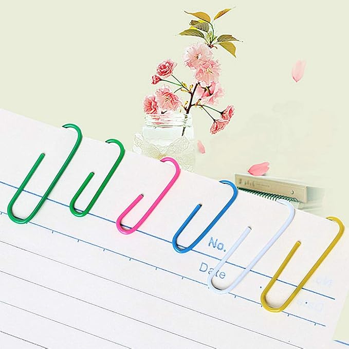 SUMAJU 500 PCS Colored Paper Clips, 33 mm/1.3Inch Assorted Paperclips | Rust-Resistant Metal, Medium Size, Plastic Storage Box, For Office, School, Home, Diy