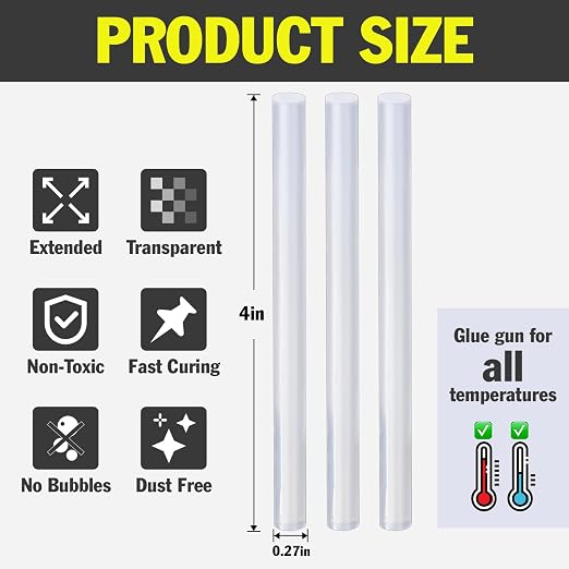 600 Pack Mini Hot Glue Sticks, 4" Long x 0.27" Diameter Glue Sticks for Mini Glue Guns, Multipurpose for Wood, Metal, Glass, Plastic, Floral, Fabric, Leather, Foam, Floral