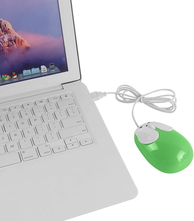 Cute Wired Mouse, Small Rabbit Shape USB Wired 1600 DPI Optical Mice Computer Mouse, Portable Corded Mice for Travel, Office, Home, Laptop, Computer (Green)