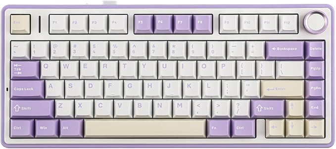 EPOMAKER x Aula F75 Gasket Mechanical Keyboard, 75% Wireless Hot Swappable Gaming Keyboard with Five-Layer Padding&Knob, BT/2.4GHz/USB-C, RGB (Purple, LEOBOG Reaper Switch)