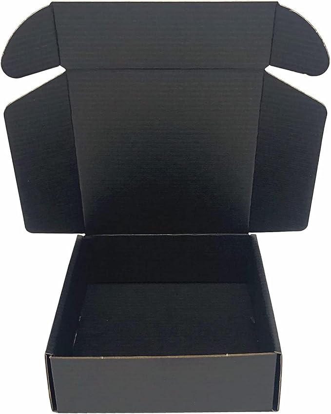 Black Shipping Boxes 10x10x4 Inch Cardboard Storage Mailer Box 15 Pack | Corrugated Cardboard Packaging Box Inside Size: 9.3 x 9.8 x 3.8 "