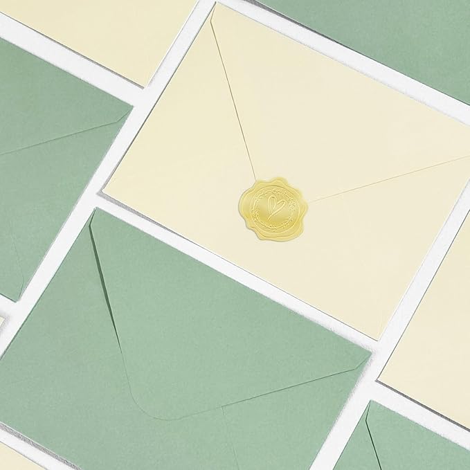 100 PCS Sage Green Colorful A7 Envelopes with Stickers, 5x7 Envelopes for Greeting Cards, Great for Invitations, Wedding Invitation, Birthday, Baby Shower, Graduation