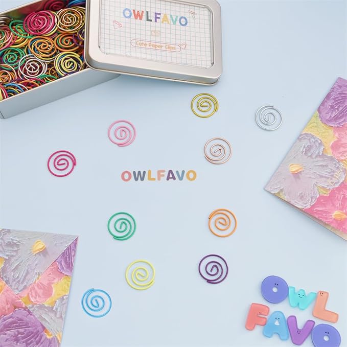 OWLFAVO 132pcs Small Circle Shape Paper Clips with Clear Box, 11 Colors, Funny Cute Paperclips Bookmarks Planner Clips for Fun Office Supplies School Gifts Wedding Decoration