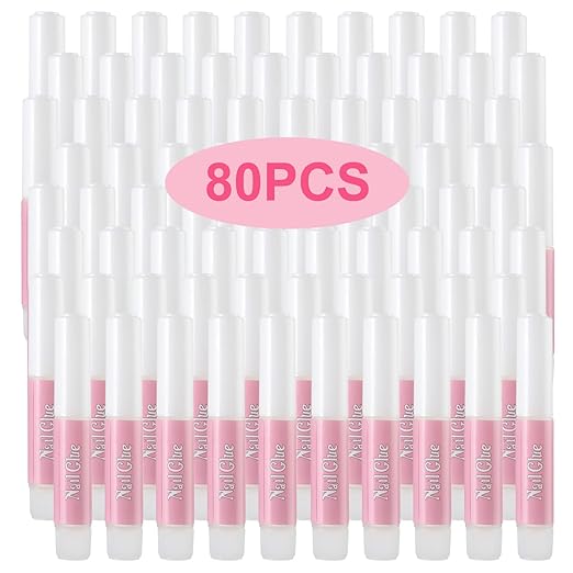 Nail Glue,Super Strong & Long-Lasting Nail Glue for Broken Acrylic Nails Press on Nails,Professional Ultra Quick Adhesive for Nail Art Supplies,0.07OZ/PCS(80PCS)