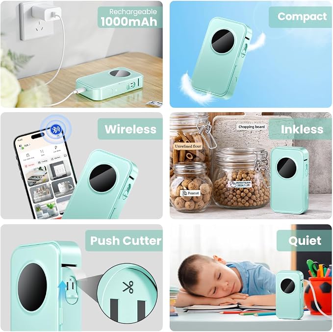 Phomemo Label Maker Machine with Tape, D35 Portable Bluetooth Label Printer | Small Lael Printer No Ink Wireless, Household & Classroom Essentials for Home, Office, School & Small Business
