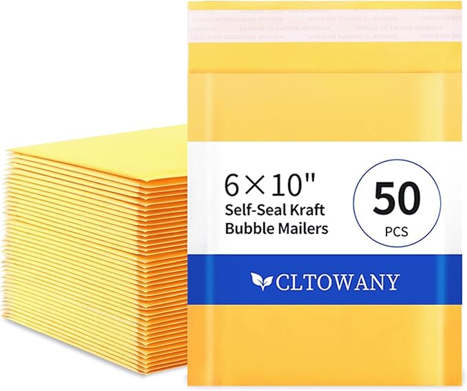 Padded Envelopes 6×10' Inch 50 Pack Self-Sealing Paper Envelopes for Shipping, Mailing, Packaging,Strong Adhesion Envelope Mailers