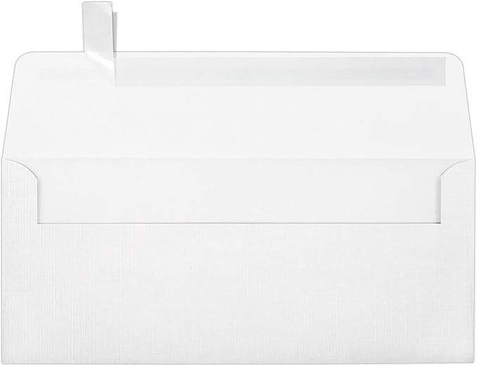 LUXPaper #10 Business Envelopes | Peel & Press | 4 1/8" x 9 1/2" | White Linen | 80lb. Text | 1,000 Qty
