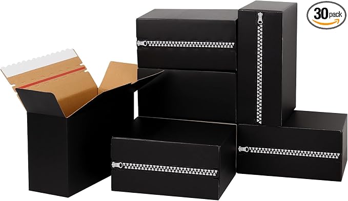 Black Small Shipping Boxes 9x4x6 Inches, 30 Pack Self-Adhesive Corrugated Cardboard Box with Zipper Tear Strip, Mailing Boxes for Packaging Small Business
