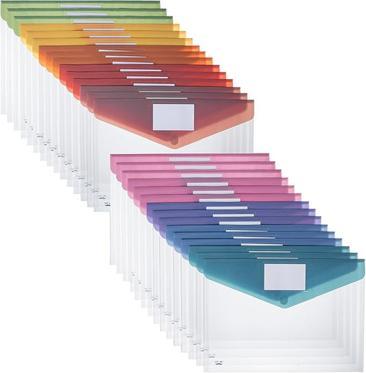 Mr. Pen- Clear Plastic Envelopes, 30 Pack, A4, Letter Size, Colorful, Clear Folders for Documents Plastic Envelopes for Documents