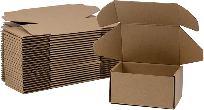 6x4x3 Inches Shipping Boxes Pack of 25, Brown Corrugated Cardboard Boxes for Small Bussiness