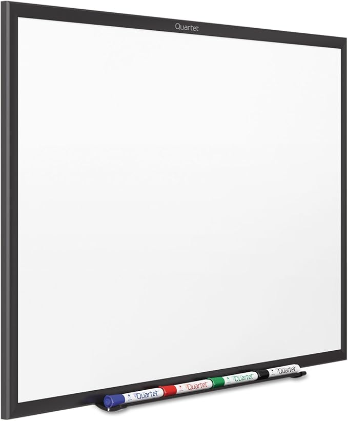 Quartet Magnetic Dry Erase White Board, 24"W x 18"H Whiteboard, Nano-Clean Surface Resists Ink Stains, Black Aluminum Frame (SM531B)