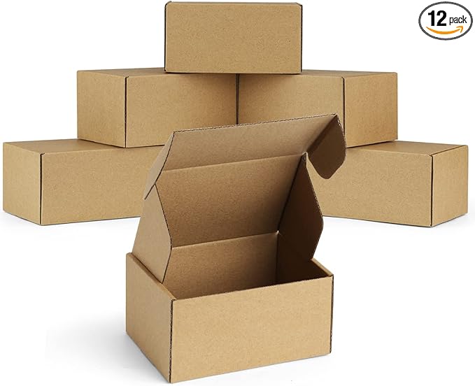 Famagic 12 Pack 6x4x3 Inch Small Shipping Boxes - Brown Corrugated Cardboard Mailer Packing Boxes for Small Business Mailing Boxes for Packaging, Bulk