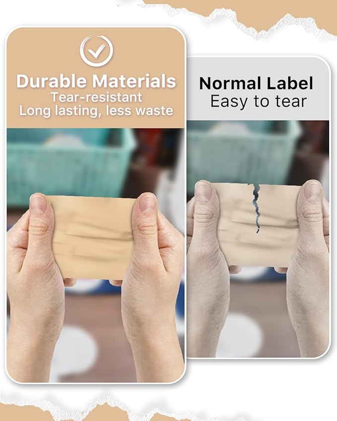 iEager 3" x 2" Thermal Labels, Rectangle Thermal Printer Stickers, Self-Adhesive Durable Sticker with Perforation Line, 500 Labels/Roll, Brown