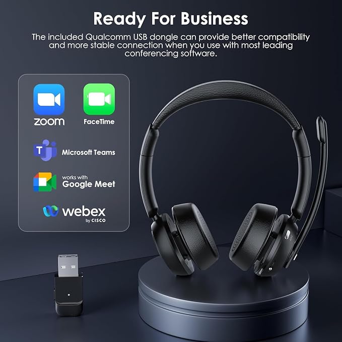 Angteela Wireless Headset, Bluetooth 5.4 Headset with Microphone, Wireless Headphones for Cell Phones/Computer/Laptop