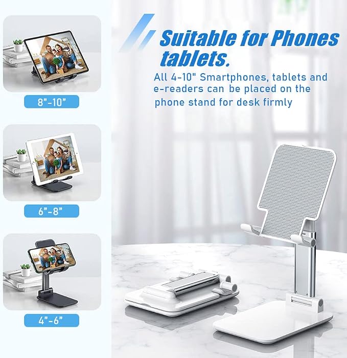 Phone Stand for Desk, Cell Phone Holder Cute Smart Cellphone Stand Foldable Stands Compatible with Under 8" Devices, Office Accessories, Sakura Pink