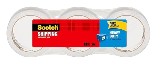 Scotch Heavy Duty Shipping Packing Tape, Clear, Holiday Shipping Supplies, 1.88 in. x 38.2 yd., 3 Rolls