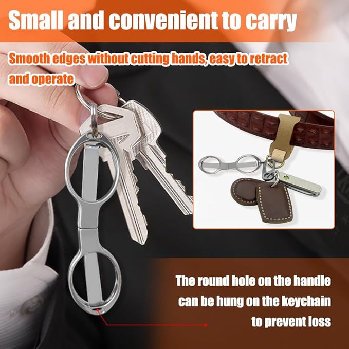 2PCS Folding Scissors, Portable Travel Scissor, Gift for Men Glasses Shaped Mini Shear Telescopic Cutter, Anti Rust Stainless Steel Scissors for Fishing Sewing Home Office-Silvery