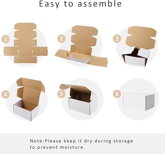 BIOBROWN 6x4x3" 50 Pack Corrugated Cardboard Boxes Small Shipping Box for Packaging Small Business Mailer Mailing White