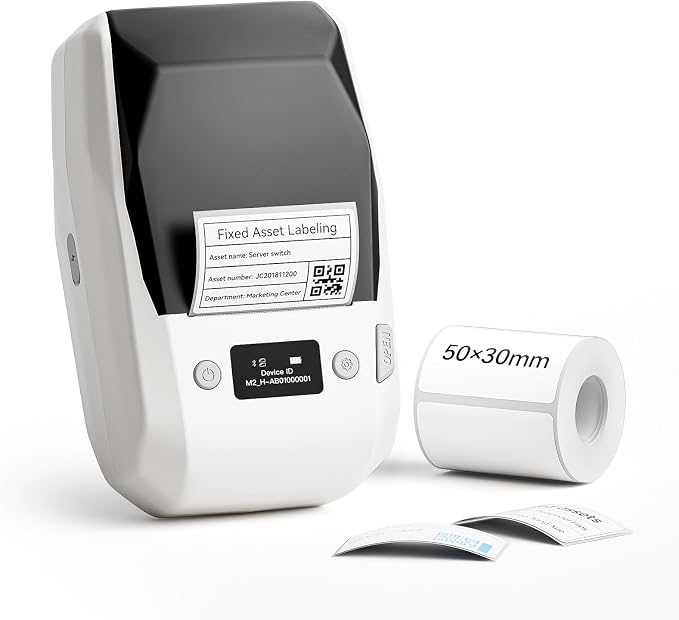 NIIMBOT M2 Label Maker with Tape, 2" Thermal Transfer Label Printer, White | Support Color Ribbon Printing 300DPI Bluetooth Sticker Printer for Office Small Business Lab Cable Use, Work with Phones & PC