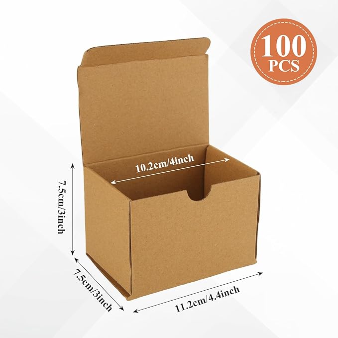 100 PCS Small Boxes for Shipping 4x3x3 Small Shipping Boxes for Business Brown Cardboard Mailing Boxes Brown Packing Box for Packing, Moving and Storage