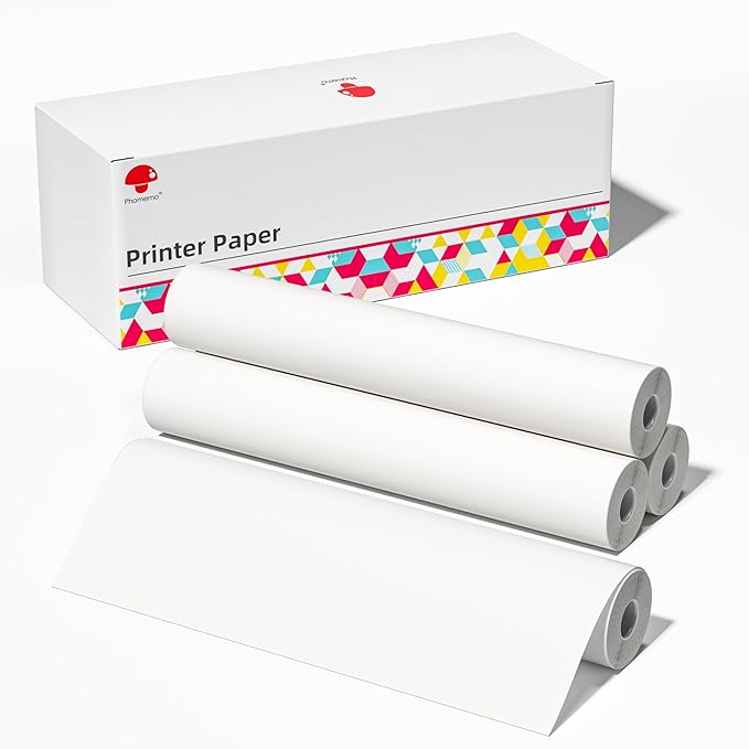 4 Rolls 8.5'' x 11'' Phomemo Portable Printer Thermal Paper, US Letter Size Thermal Roll Paper Compatible with M832D M832 M834 M835 M836 A285M A282M A281M Portable Printer