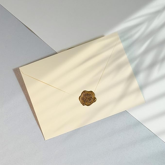 100 PCS Cream Colorful A7 Envelopes with Stickers, 5x7 Envelopes for Greeting Cards, Great for Invitations, Wedding Invitation, Birthday, Baby Shower, Graduation