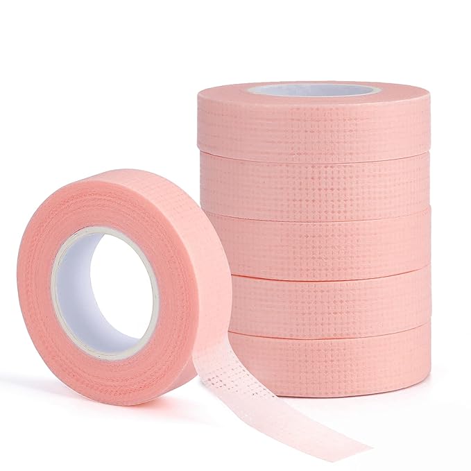 G2PLUS 6 Rolls PE Micropore Medical Tape Roll, 1/2'' x 59 Yards Lash Tape, Pink Eyelash Tape for Eyelash Extensions, Wound, Sensitive Skin - Individual Package