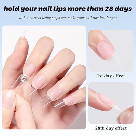 Soft Gel Nail Tips Glue, 2Pcs 15ml Super Strong Semi Solid Nail Glue Gel UV Light Curing Needed Glues for Press On Clear False Tips Bonding Acrylic Nails Extension Home Manicure