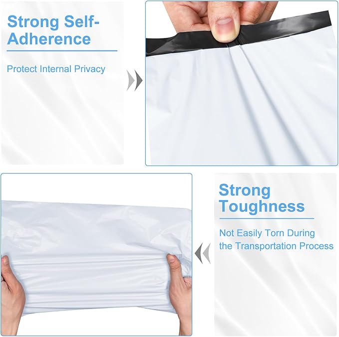 Large Poly Mailers 19x24 Inch 100 Pack, Shipping Bags for Clothing with Self-Sealing Tear-Resistant, Waterproof Poly Bags, Mailing Envelopes for Small Business (White)