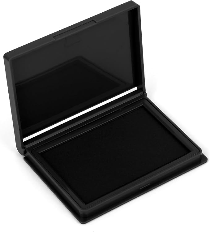 Black Stamp Pad, 4 x 2.5 Inch Ink Pad for Stamps, All-Purpose Felt Pad | Quick-Dry & Reusable, Works with Rubber, Wooden, Metal Stamps, Large Premium Quality Stamp Ink Pad for Office and Crafting